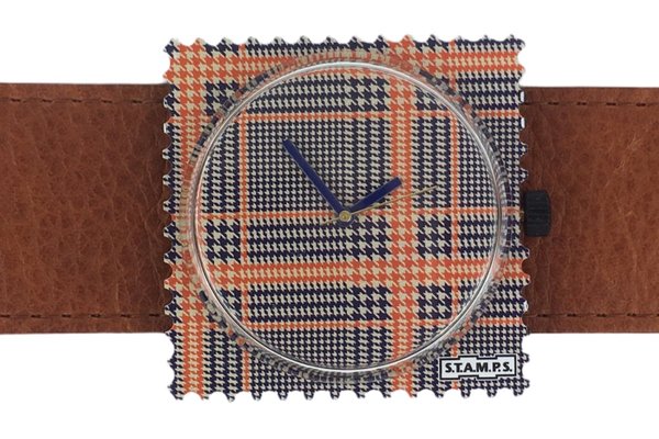 Stamps Uhr orange Karo
