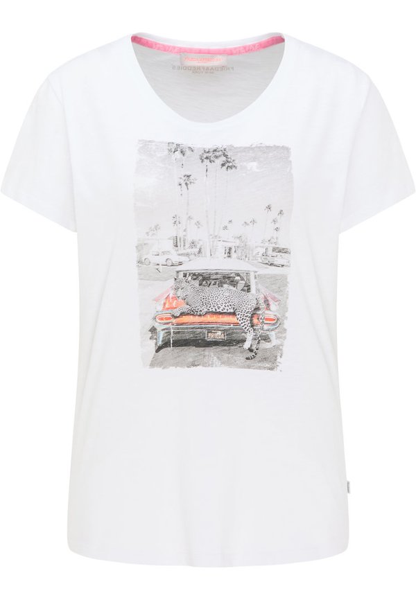 Frieda & Freddies T-Shirt weiß mit Auto und Leopard