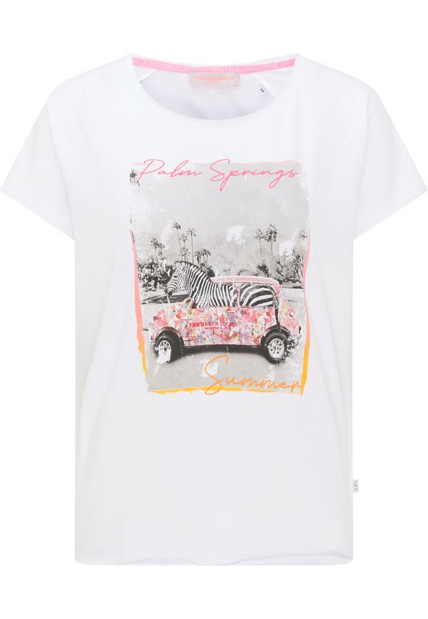 Frieda & Freddies T-Shirt weiß mit Auto und Zebra Aufdruck