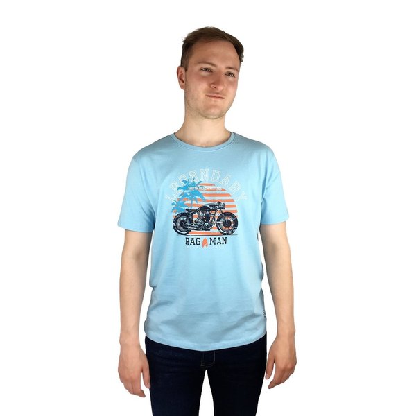 Ragman T-Shirt mit Print hellblau