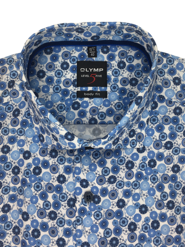 Olymp Hemd body fit blau mit Muster