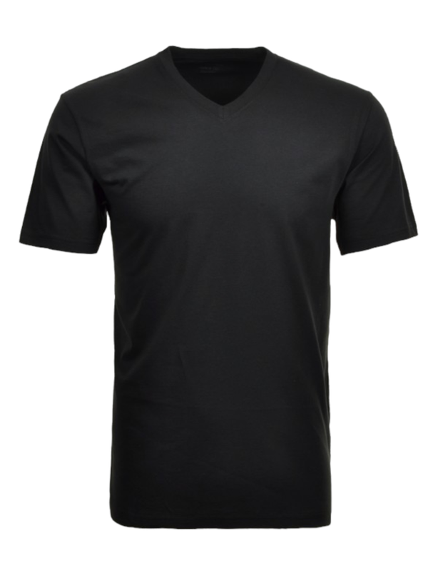 Ragman T-Shirt Doppelpack V-Ausschnitt schwarz
