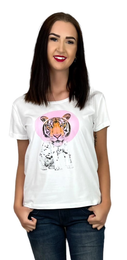 Frieda & Freddies T-Shirt weiß mit Tiger Print